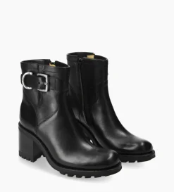 Hot FREE LANCE Paris Boot biker à boucle - Justy 70 - Cuir lisse - Noir