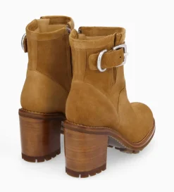 Sale FREE LANCE Paris Boot biker à boucle - Justy 90 - Cuir velours - Biscuit