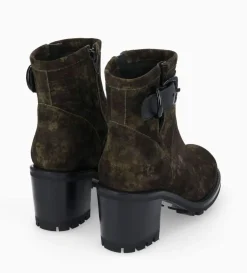 FREE LANCE Paris Boot biker à boucle - Justy 70 - Cuir velours - Camouflage