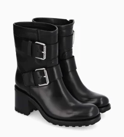 Hot FREE LANCE Paris Boot biker à double boucle - Biker 70 - Cuir lisse - Noir