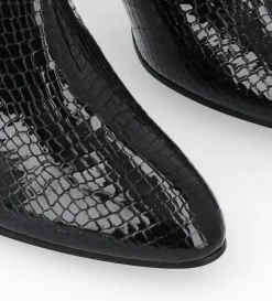 Outlet FREE LANCE Paris Botte à talon - Céleste 65 - Cuir imprimé serpent verni - Noir