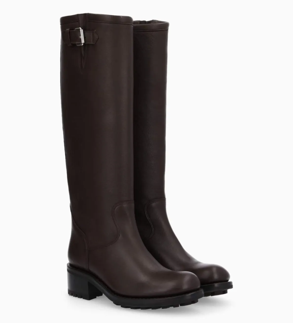 FREE LANCE Paris Botte biker à boucle - Biker 40 - Cuir grainé - Marron foncé Marronfoncé