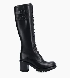 FREE LANCE Paris Botte biker lacée à boucle - Justy 70 - Cuir lisse - Noir