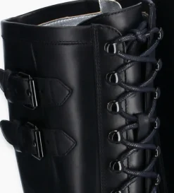 FREE LANCE Paris Botte biker lacée à boucle - Justy 70 - Cuir lisse - Noir