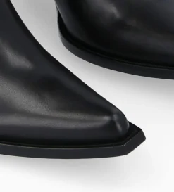 Online FREE LANCE Paris Botte western à talon brodée - Tina 50 - Cuir de veau lisse brillant - Noir/Beige