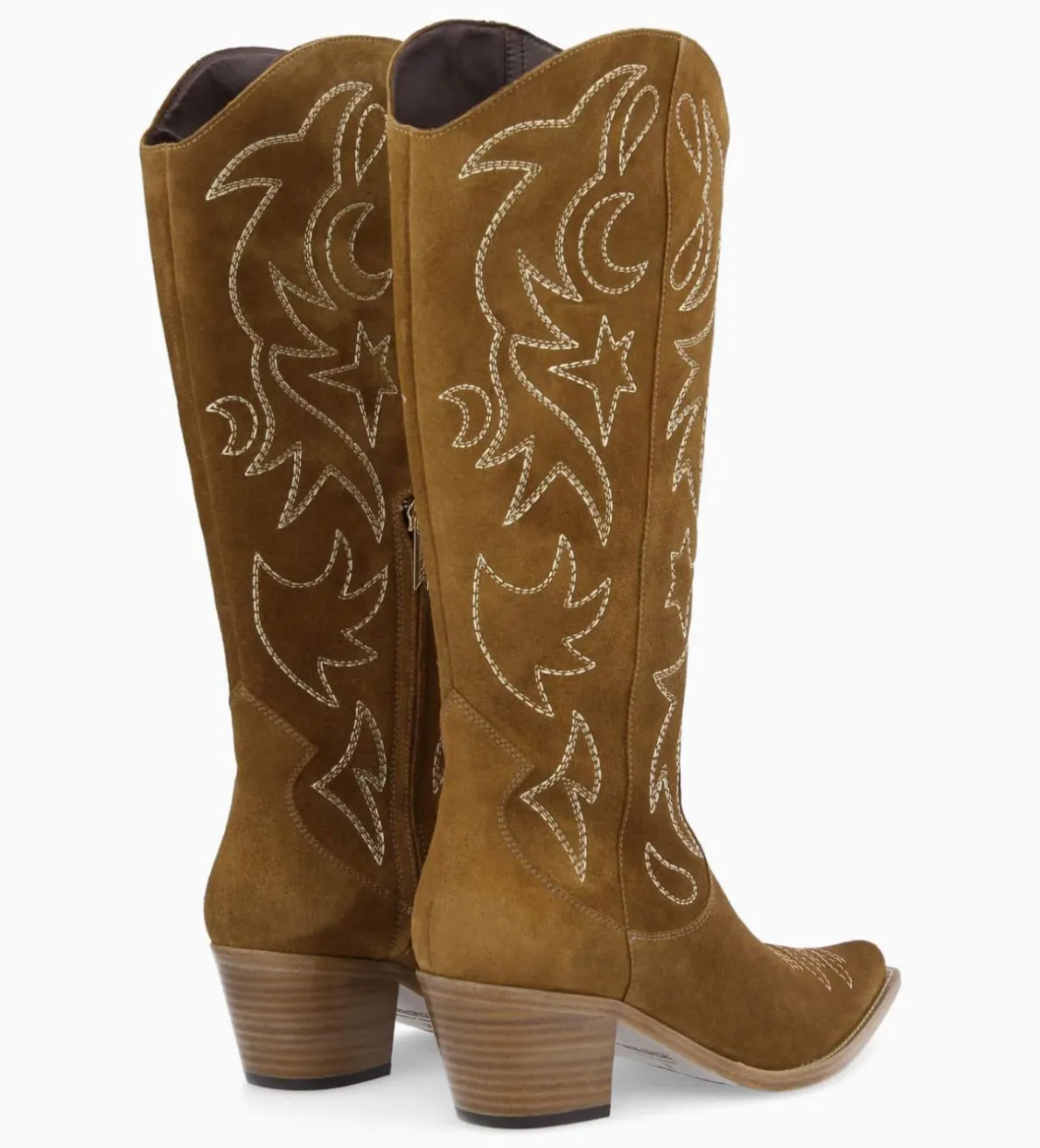 Clearance FREE LANCE Paris Botte western brodée à talon - Ruby 50 - Cuir velours - Sienna