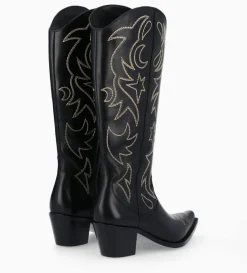 Online FREE LANCE Paris Botte western brodée à talon - Ruby 50 - Cuir de veau lisse brillant - Noir