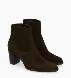 Discount FREE LANCE Paris Bottine à talon à zip - Legend 70 - Cuir velours - Marron foncé Marronfoncé