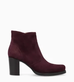 FREE LANCE Paris Bottine à talon à zip - Paddy 70 - Cuir velours - Bordeaux