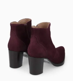 FREE LANCE Paris Bottine à talon à zip - Paddy 70 - Cuir velours - Bordeaux