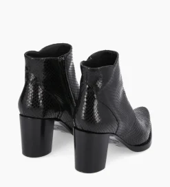 Sale FREE LANCE Paris Bottine à talon à zip - Paddy 70 - Cuir imprimé serpent - Noir