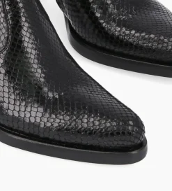 Sale FREE LANCE Paris Bottine à talon à zip - Paddy 70 - Cuir imprimé serpent - Noir