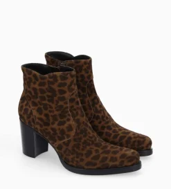 Hot FREE LANCE Paris Bottine à talon à zip - Paddy 70 - Cuir velours - Léopard