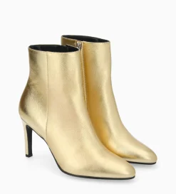 Outlet FREE LANCE Paris Bottine à talon aiguille zippée - Stella 85 - Cuir métallisé - Or
