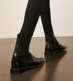 New FREE LANCE Paris Bottine chelsea - Harri 25 - Cuir de veau lisse brillant/Maille - Noir