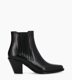New FREE LANCE Paris Bottine chelsea à talon - Jane 70 - Cuir de veau lisse - Noir