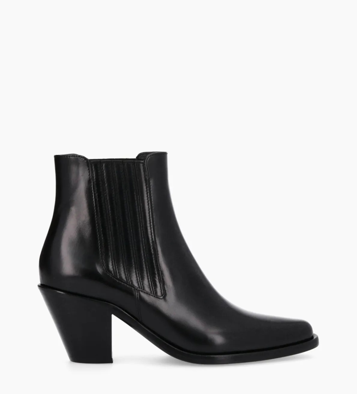 New FREE LANCE Paris Bottine chelsea à talon - Jane 70 - Cuir de veau lisse - Noir