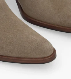 Outlet FREE LANCE Paris Bottine chelsea à talon - Jane 70 - Cuir velours - Grège