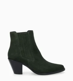 Sale FREE LANCE Paris Bottine chelsea à talon - Jane 70 - Cuir velours - Militaire