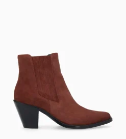 Clearance FREE LANCE Paris Bottine chelsea à talon - Jane 70 - Cuir velours - Grenat