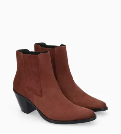 Clearance FREE LANCE Paris Bottine chelsea à talon - Jane 70 - Cuir velours - Grenat