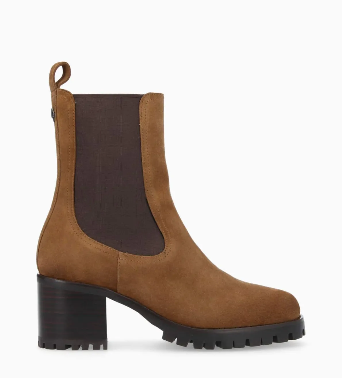 Outlet FREE LANCE Paris Bottine chelsea à talon - Jade 45 - Cuir velours - Brun