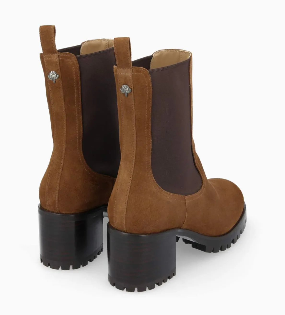 Outlet FREE LANCE Paris Bottine chelsea à talon - Jade 45 - Cuir velours - Brun