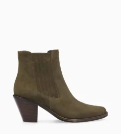 Best FREE LANCE Paris Bottine chelsea à talon - Jane 70 - Cuir velours - Kaki