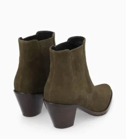 Best FREE LANCE Paris Bottine chelsea à talon - Jane 70 - Cuir velours - Kaki