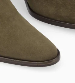 Best FREE LANCE Paris Bottine chelsea à talon - Jane 70 - Cuir velours - Kaki