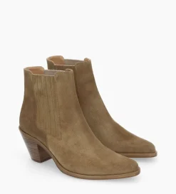 New FREE LANCE Paris Bottine chelsea à talon - Jane 70 - Cuir velours - Taupe