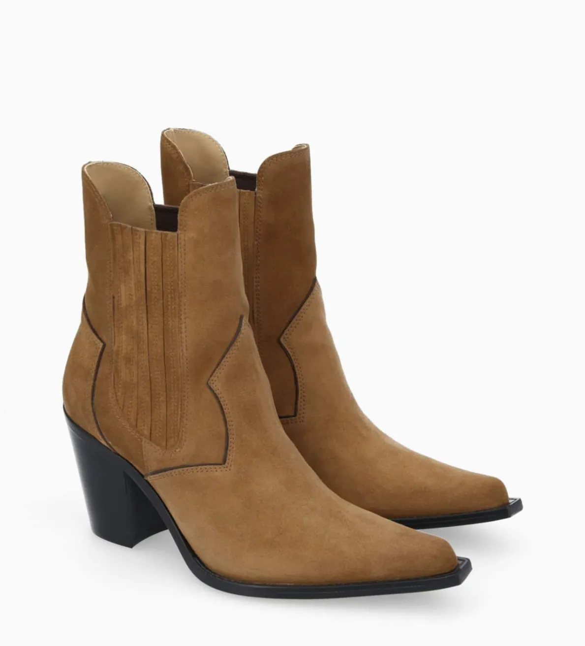Discount FREE LANCE Paris Bottine chelsea à talon - Sandy 80 - Cuir velours - Brun