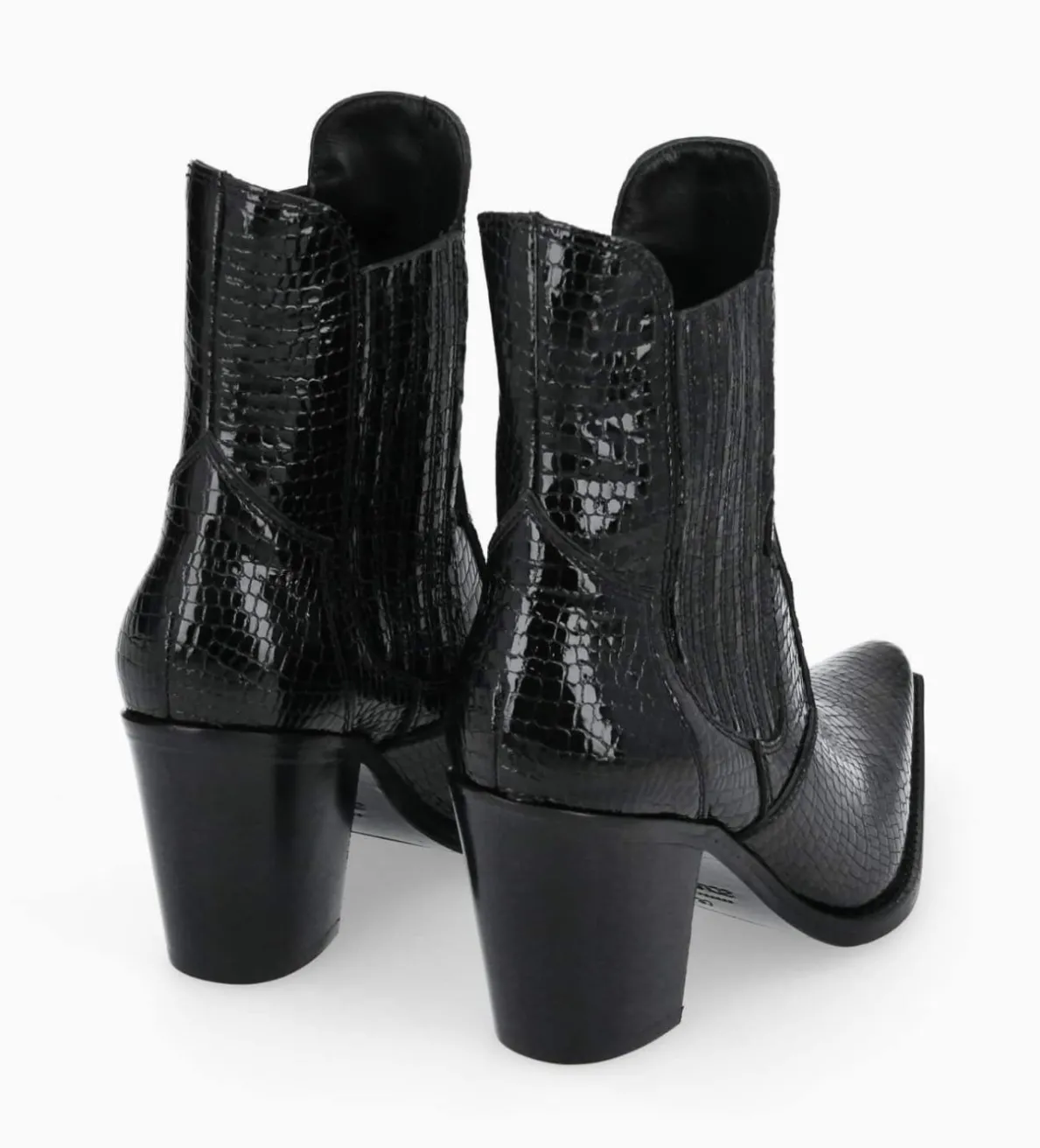Best FREE LANCE Paris Bottine chelsea à talon - Sandy 80 - Cuir imprimé serpent verni - Noir