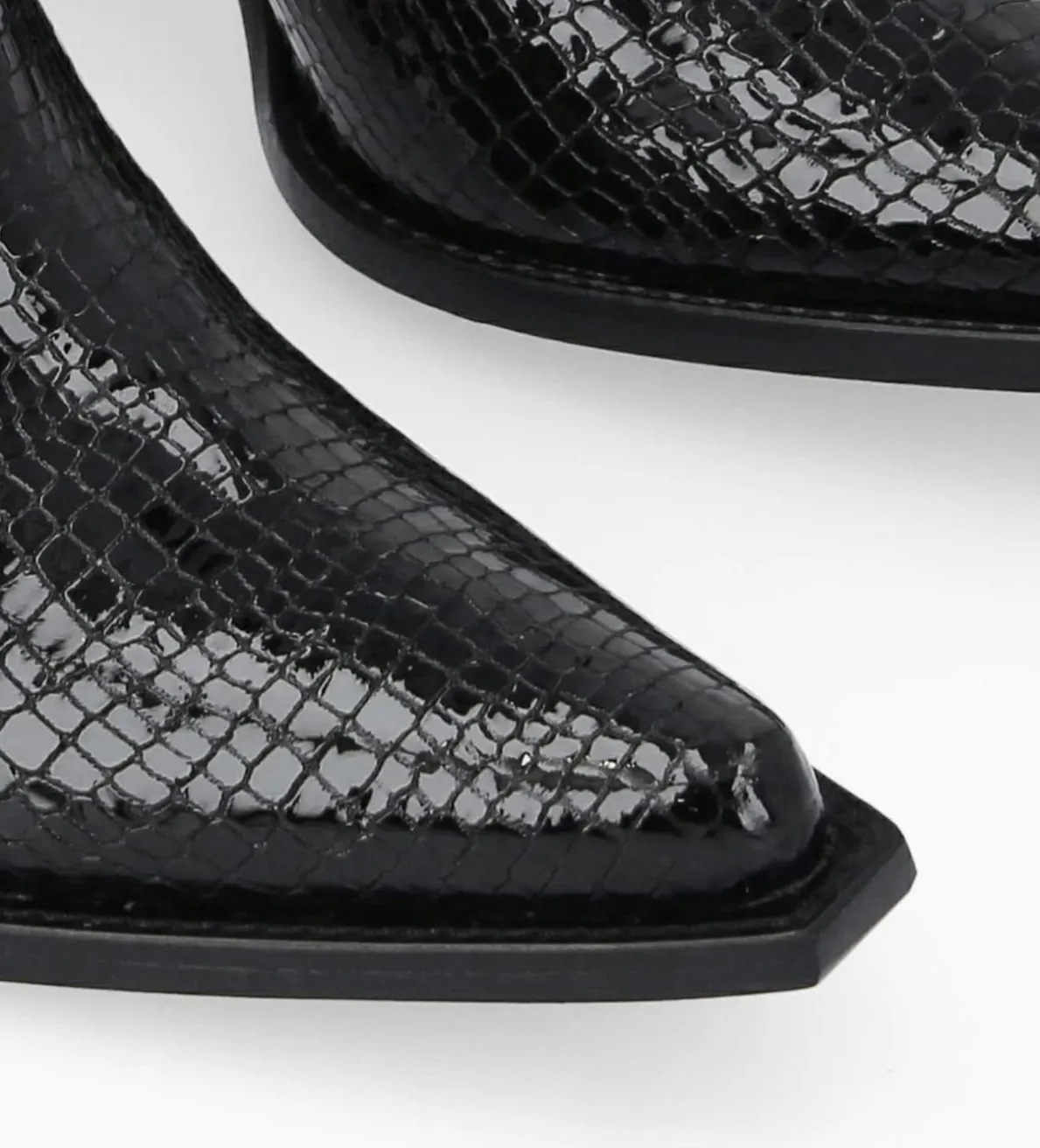Best FREE LANCE Paris Bottine chelsea à talon - Sandy 80 - Cuir imprimé serpent verni - Noir