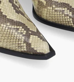 New FREE LANCE Paris Bottine chelsea à talon - Sandy 80 - Cuir imprimé serpent - Naturel