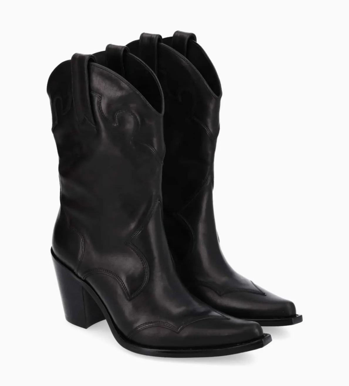 Best FREE LANCE Paris Bottine western à talon - Andy 80 - Cuir de veau lisse mat - Noir
