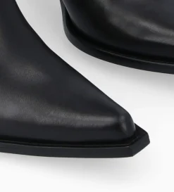 FREE LANCE Paris Bottine western à talon brodée - Tippi 80 - Cuir de veau lisse brillant - Noir/Beige