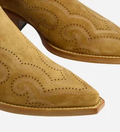 New FREE LANCE Paris Bottine Western brodée - Calamity 40 - Cuir velours - Cigare