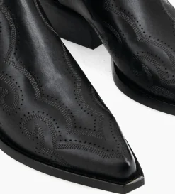 Outlet FREE LANCE Paris Bottine Western brodée - Calamity 40 - Cuir de veau lisse mat - Noir