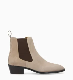 FREE LANCE Paris Bottine western chelsea - Kim 40 - Cuir velours - Taupe