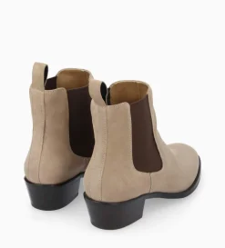 FREE LANCE Paris Bottine western chelsea - Kim 40 - Cuir velours - Taupe
