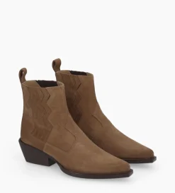 Hot FREE LANCE Paris Bottine western chelsea - Calamity 40 - Cuir velours - Brun