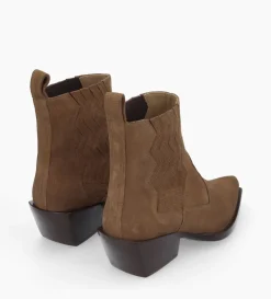 Hot FREE LANCE Paris Bottine western chelsea - Calamity 40 - Cuir velours - Brun