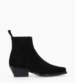 Clearance FREE LANCE Paris Bottine western chelsea - Calamity 40 - Cuir velours - Noir