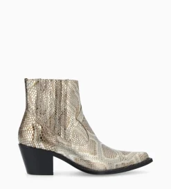 Sale FREE LANCE Paris Bottine western chelsea - Sibelle 50 - Cuir imprimé serpent - Doré
