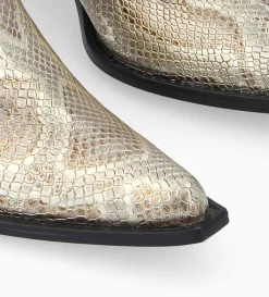 Sale FREE LANCE Paris Bottine western chelsea - Sibelle 50 - Cuir imprimé serpent - Doré