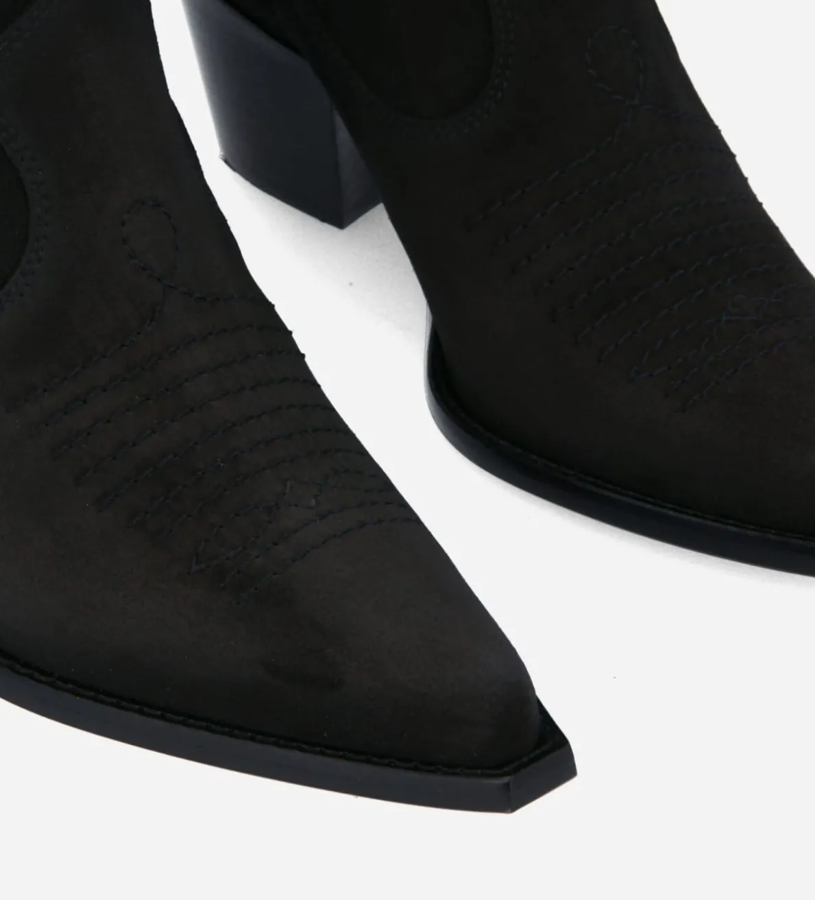 FREE LANCE Paris Bottine western chelsea brodée à talon - Simone 50 - Cuir velours - Noir