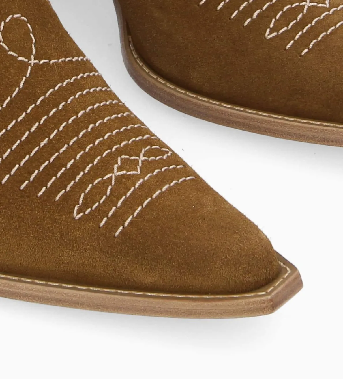 Best FREE LANCE Paris Bottine western chelsea brodée à talon - Simone 50 - Cuir velours - Sienna