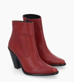 Outlet FREE LANCE Paris Bottine western zippée - Jane 9 - Cuir lisse - Rouge