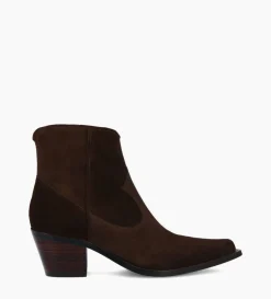 Clearance FREE LANCE Paris Bottine western zippée à talon - Sadie 50 - Cuir velours - Marron foncé Marronfoncé